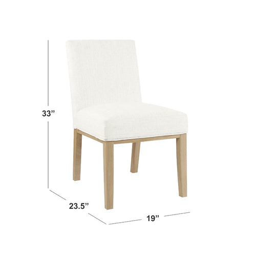 Jan Dining Chair with Natural Brown Wood Legs | White Woven Fabric