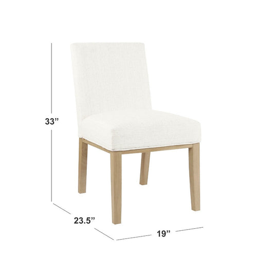 Jan Dining Chair with Natural Brown Wood Legs | White Woven Fabric