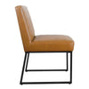 Dining Chair | Black Metal | Caramel Brown Channel Stitch Faux Leather