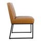 Dining Chair | Black Metal | Caramel Brown Channel Stitch Faux Leather