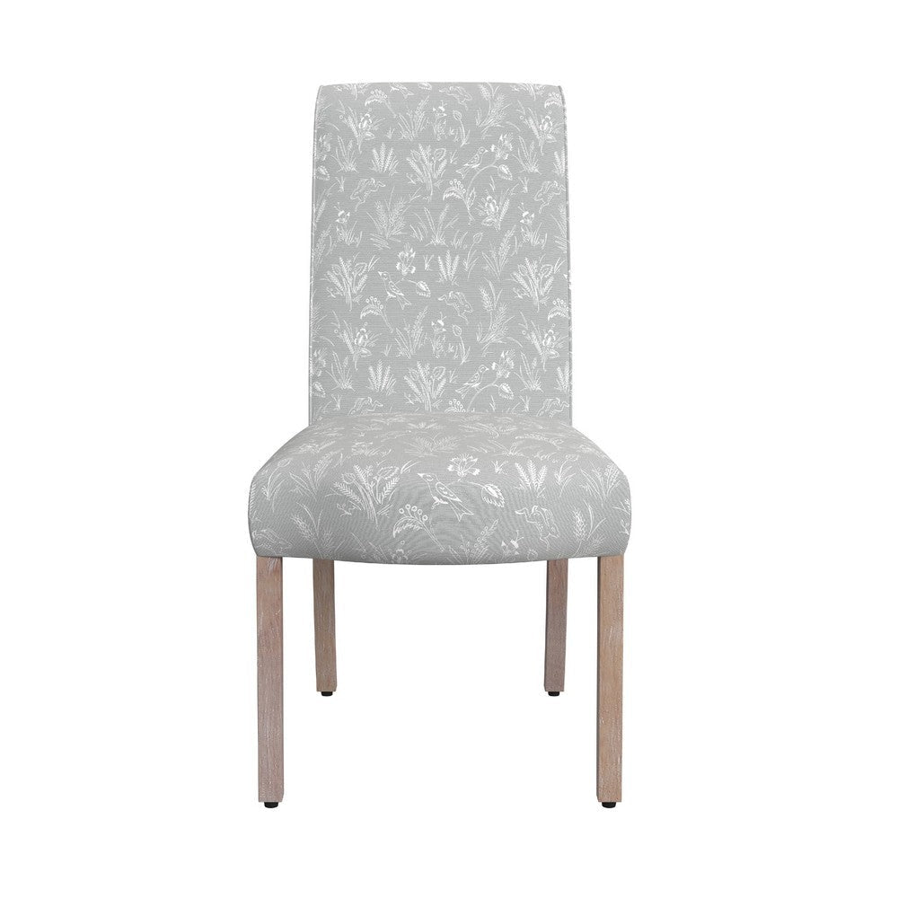 Jay Dining Chair Set of 2 | Light Gray Floral with Animal Motifs