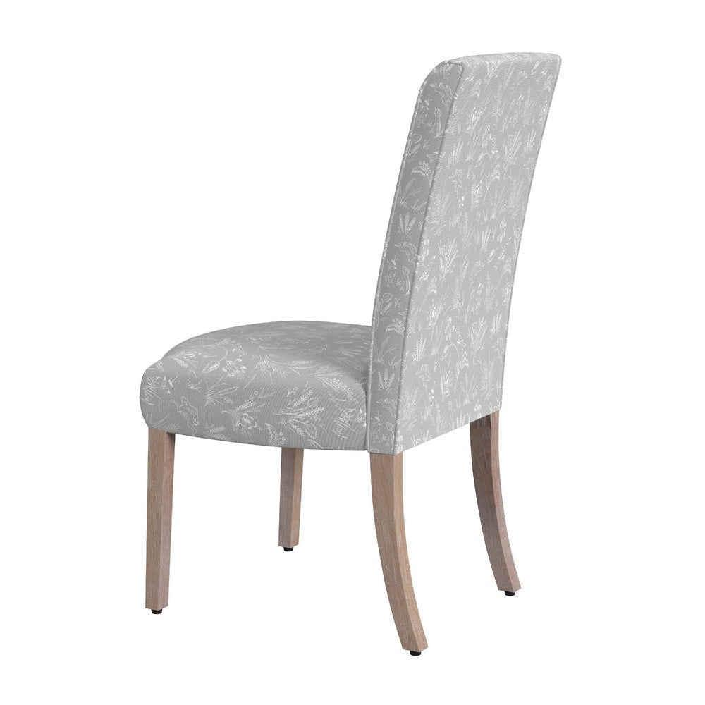 Jay Dining Chair Set of 2 | Light Gray Floral with Animal Motifs