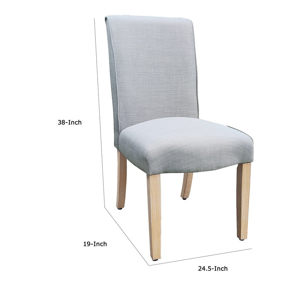 Jay Dining Chair Set of 2 | Scalloped Details Light Gray Woven Fabric