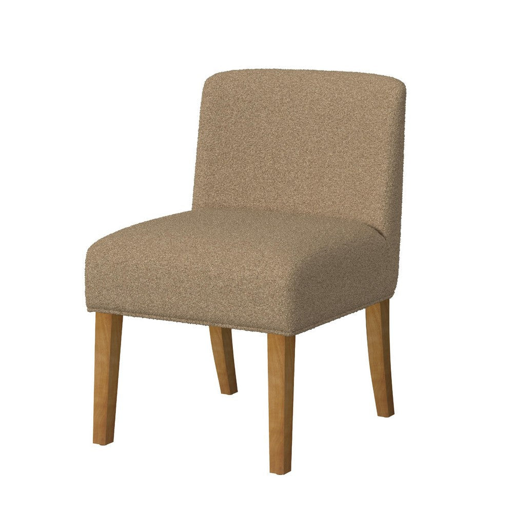 Kip Dining Chair with Honey Oak Wood Legs | Soft Brown Textured Boucle