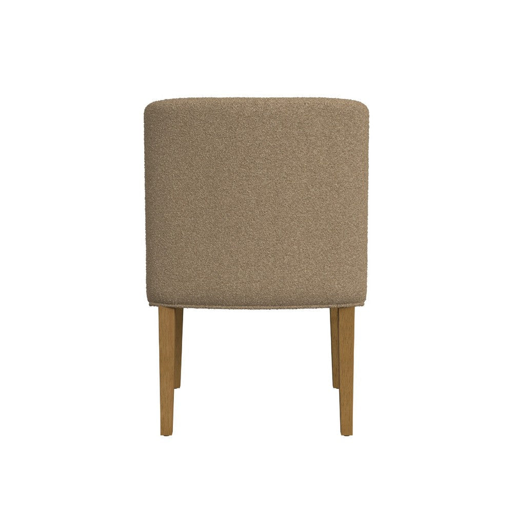 Kip Dining Chair with Honey Oak Wood Legs | Soft Brown Textured Boucle