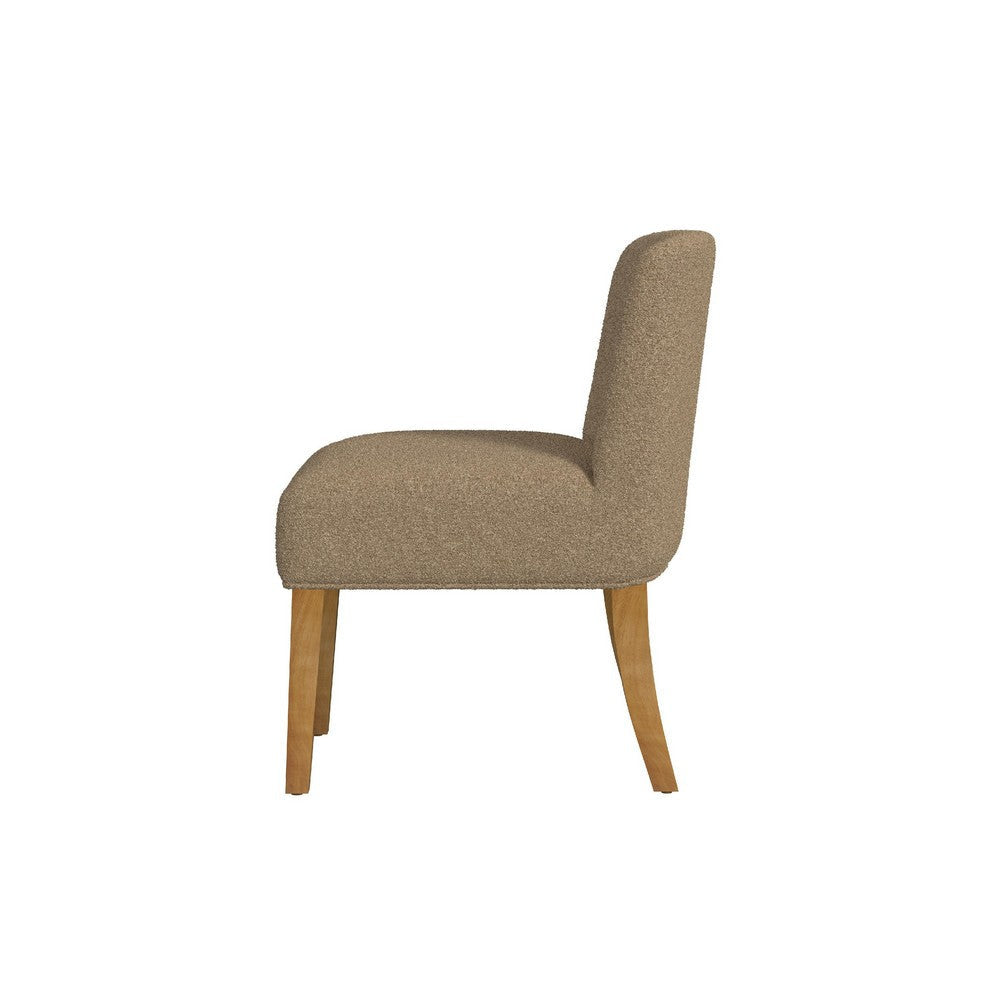 Kip Dining Chair with Honey Oak Wood Legs | Soft Brown Textured Boucle
