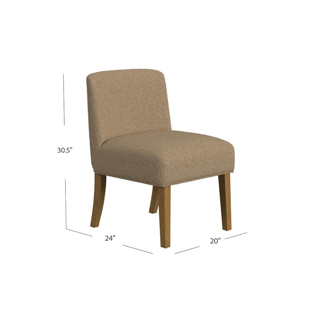 Kip Dining Chair with Honey Oak Wood Legs | Soft Brown Textured Boucle