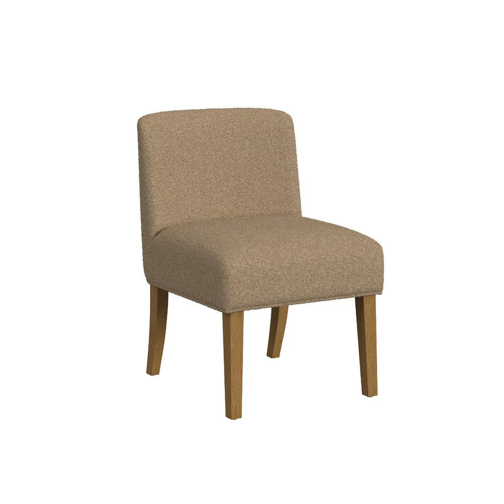 Kip Dining Chair with Honey Oak Wood Legs | Soft Brown Textured Boucle