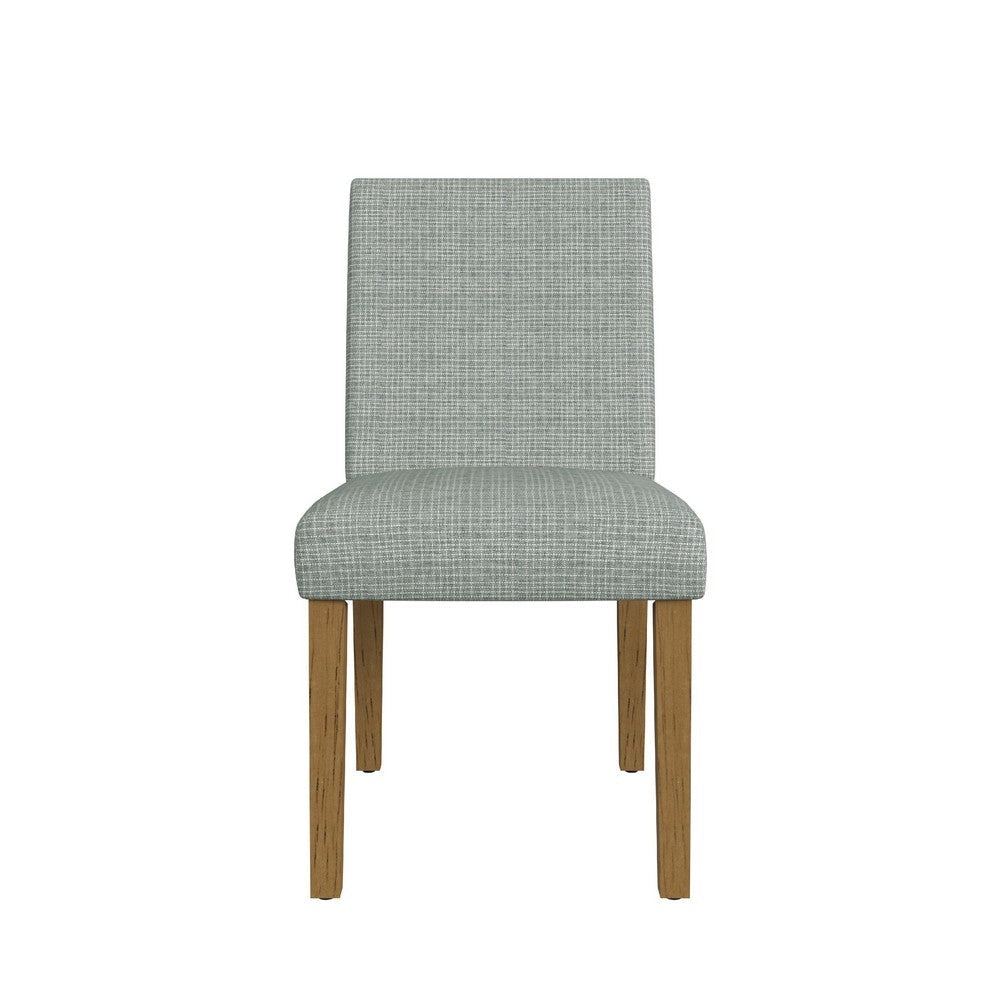 Kip Dining Chair | Honey Oak Wood | Green Mini Grid Pattern Woven
