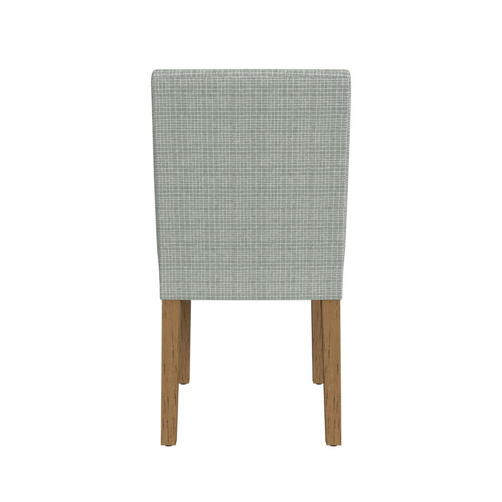 Kip Dining Chair | Honey Oak Wood | Green Mini Grid Pattern Woven