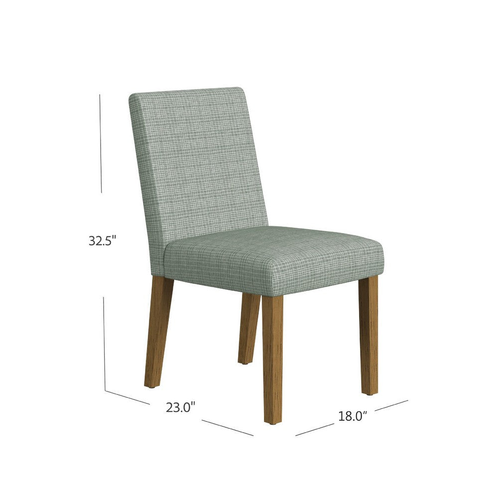 Kip Dining Chair | Honey Oak Wood | Green Mini Grid Pattern Woven