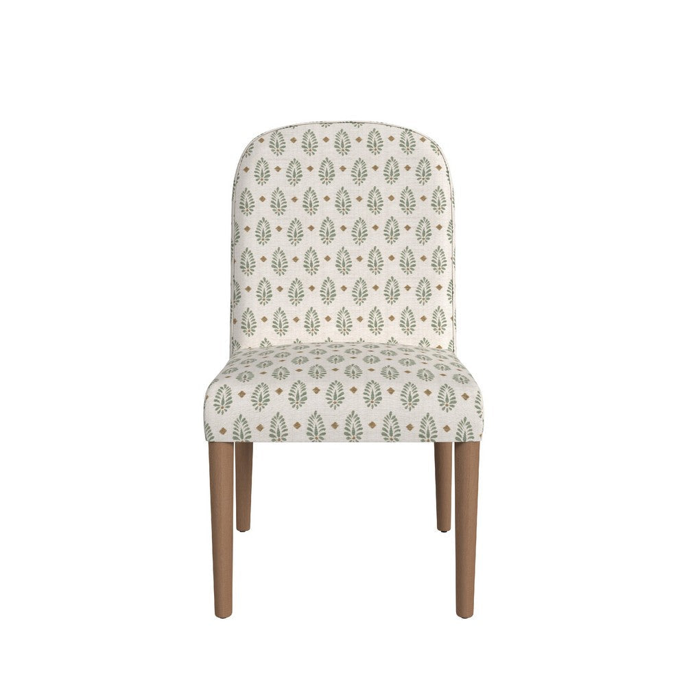 Mio Dining Chair with Rounded Back | Sage Paisley Medallion Fabric