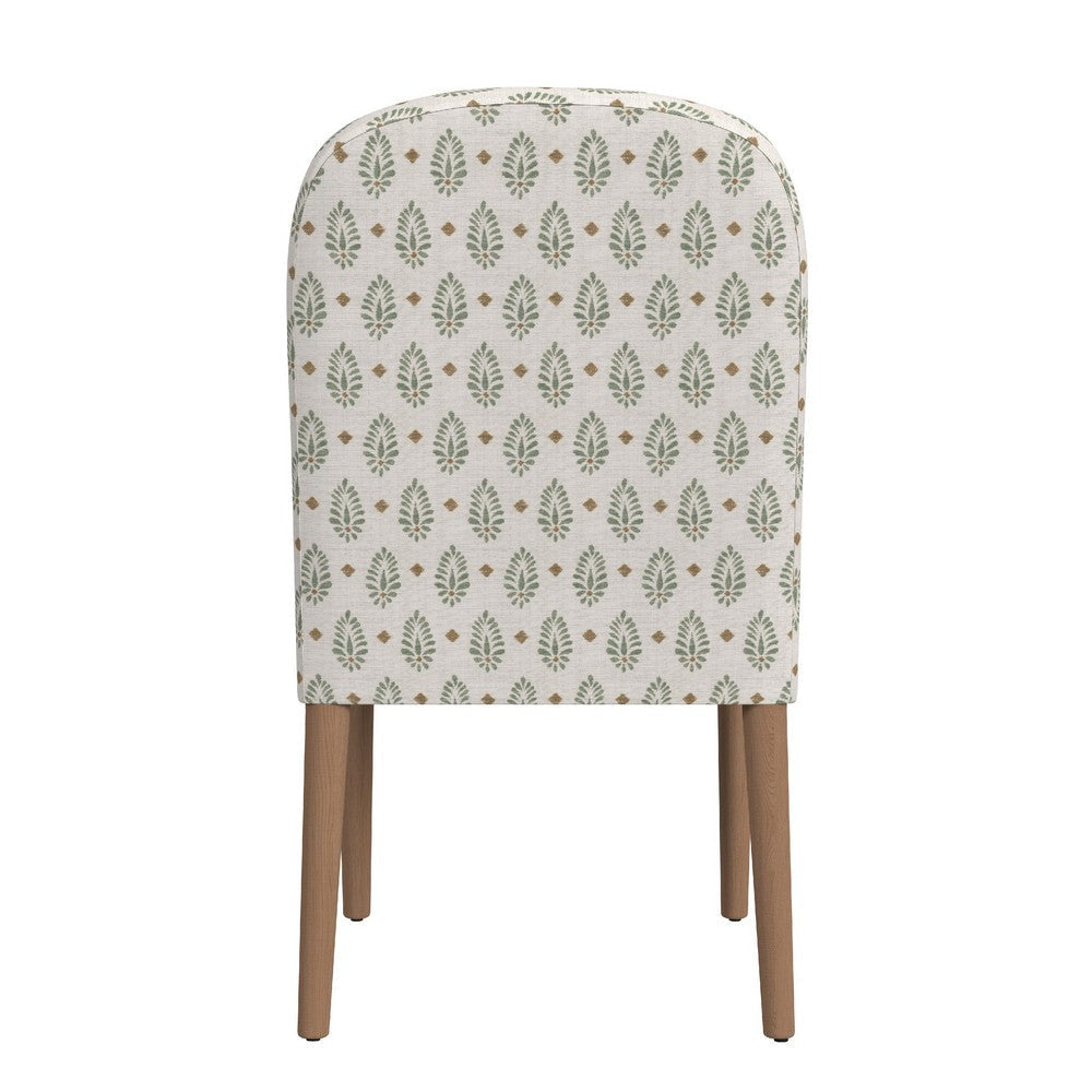 Mio Dining Chair with Rounded Back | Sage Paisley Medallion Fabric