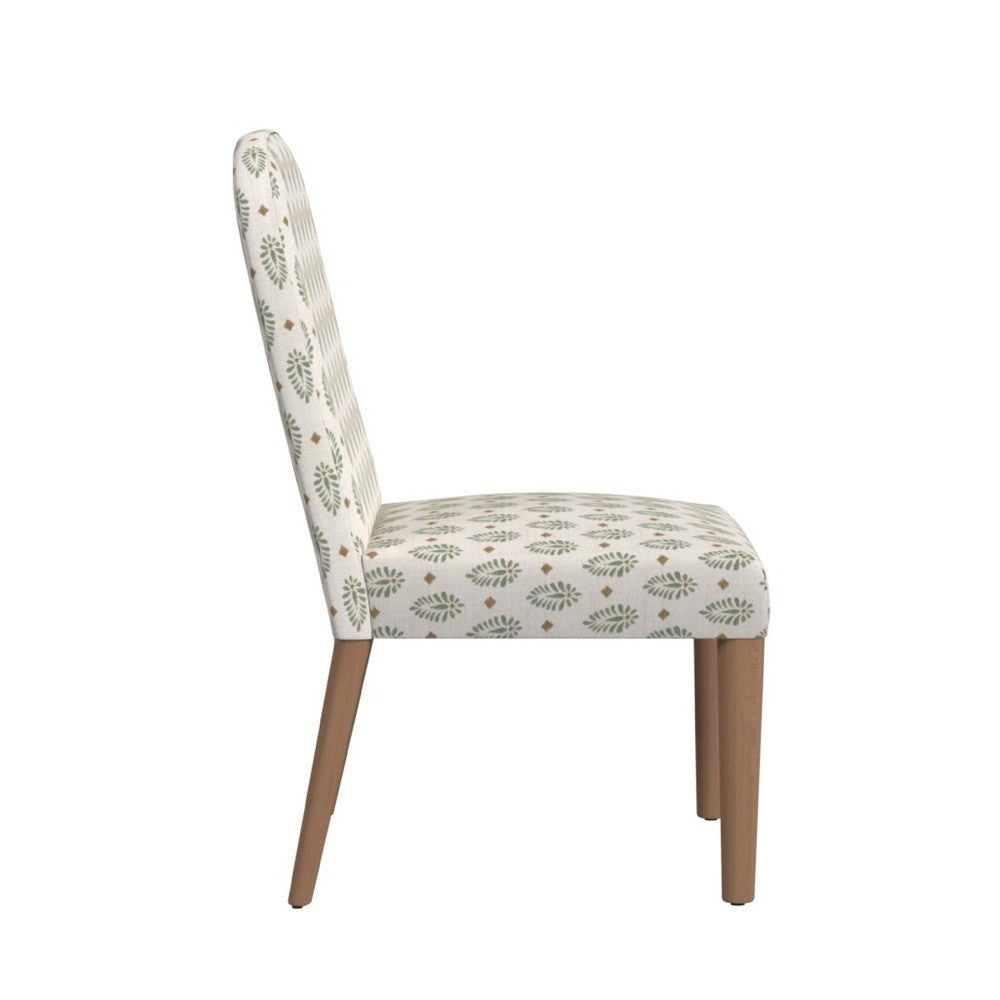 Mio Dining Chair with Rounded Back | Sage Paisley Medallion Fabric