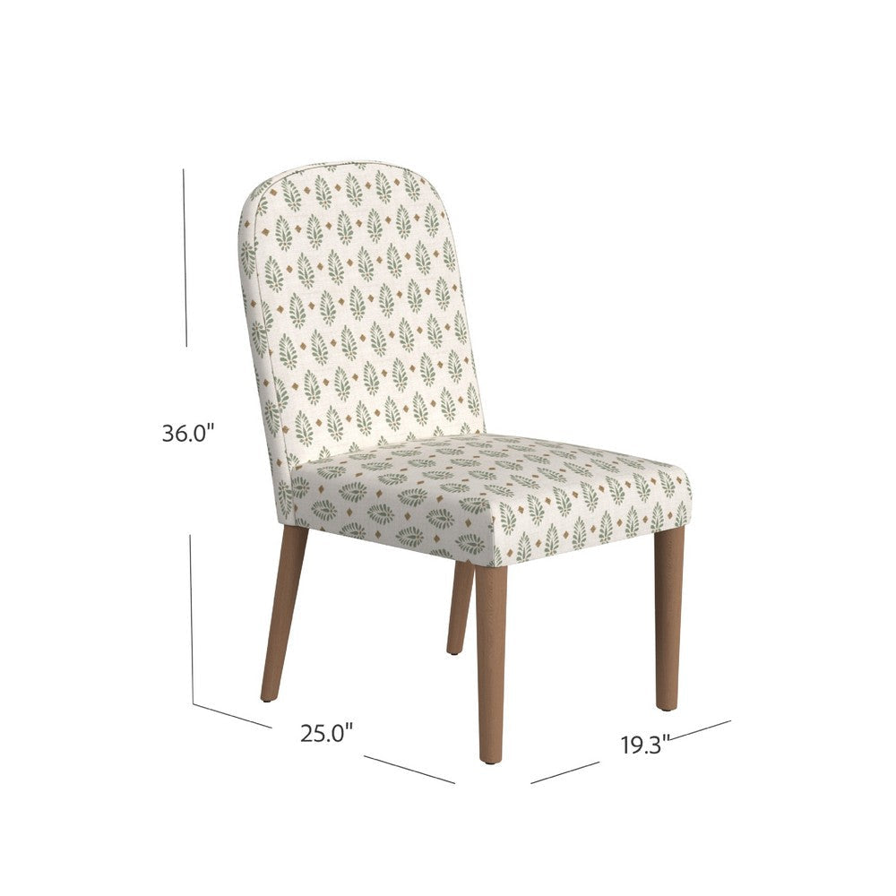 Mio Dining Chair with Rounded Back | Sage Paisley Medallion Fabric
