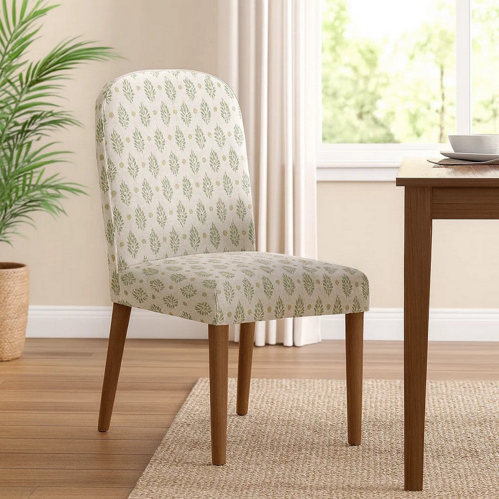 Mio Dining Chair with Rounded Back | Sage Paisley Medallion Fabric