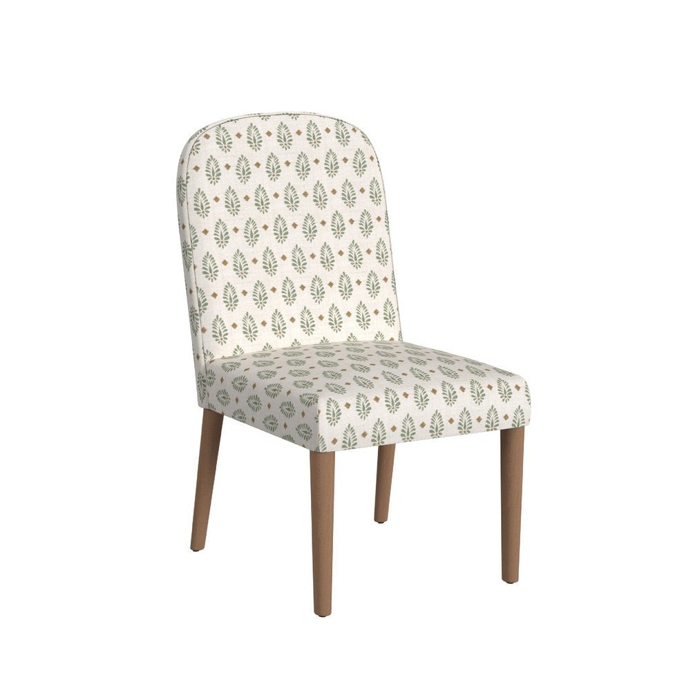 Mio Dining Chair with Rounded Back | Sage Paisley Medallion Fabric