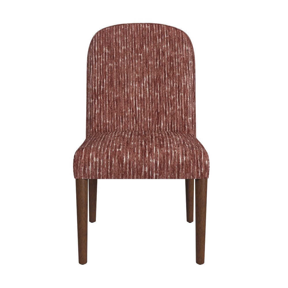 Mio Dining Chair with Rounded Back | Dark Walnut Brown Woven Chenille