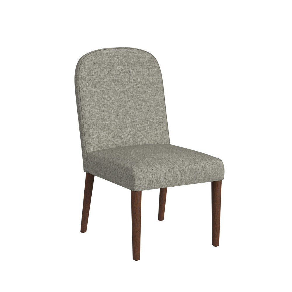 Mio Dining Chair with Rounded Back | Dark Walnut | Gray Woven Fabric