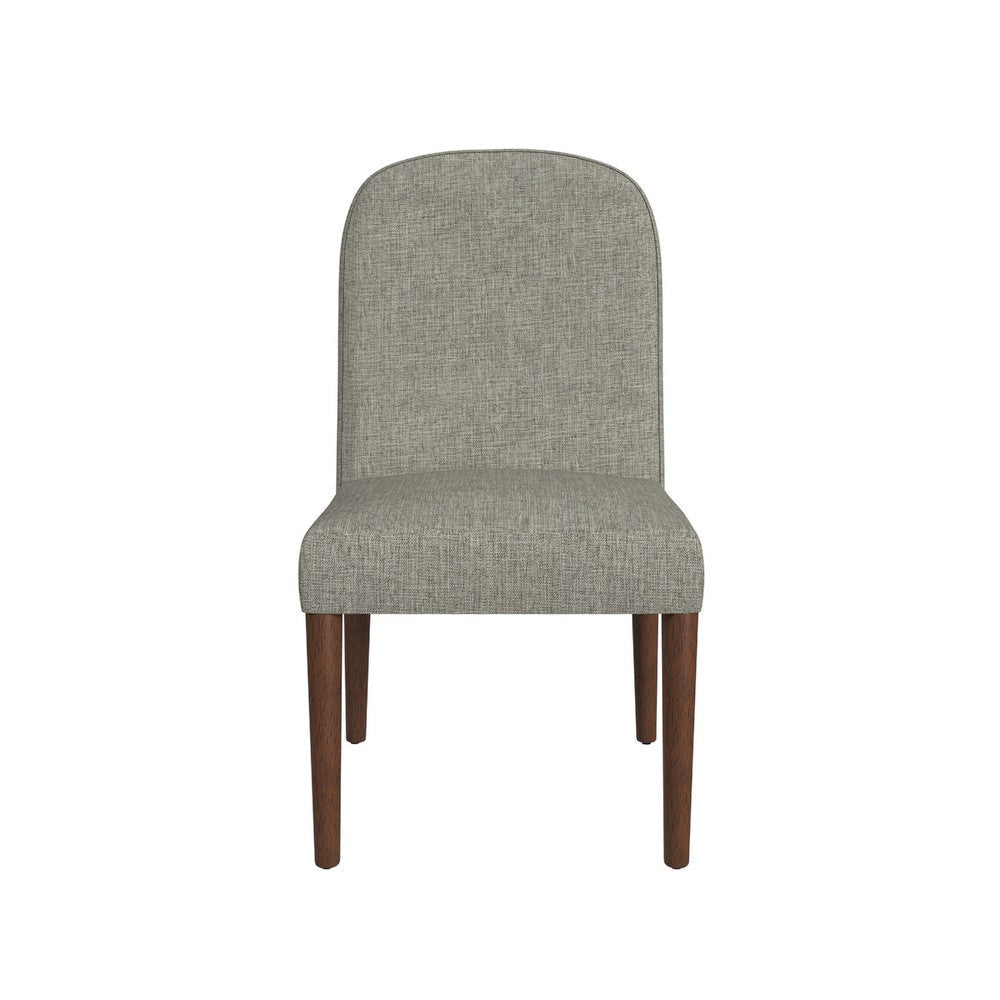 Mio Dining Chair with Rounded Back | Dark Walnut | Gray Woven Fabric