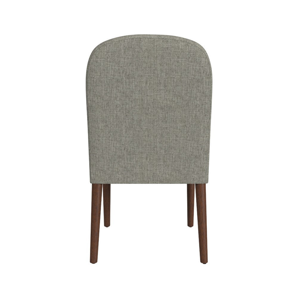 Mio Dining Chair with Rounded Back | Dark Walnut | Gray Woven Fabric