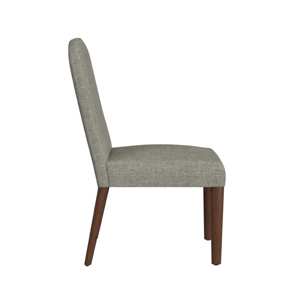 Mio Dining Chair with Rounded Back | Dark Walnut | Gray Woven Fabric