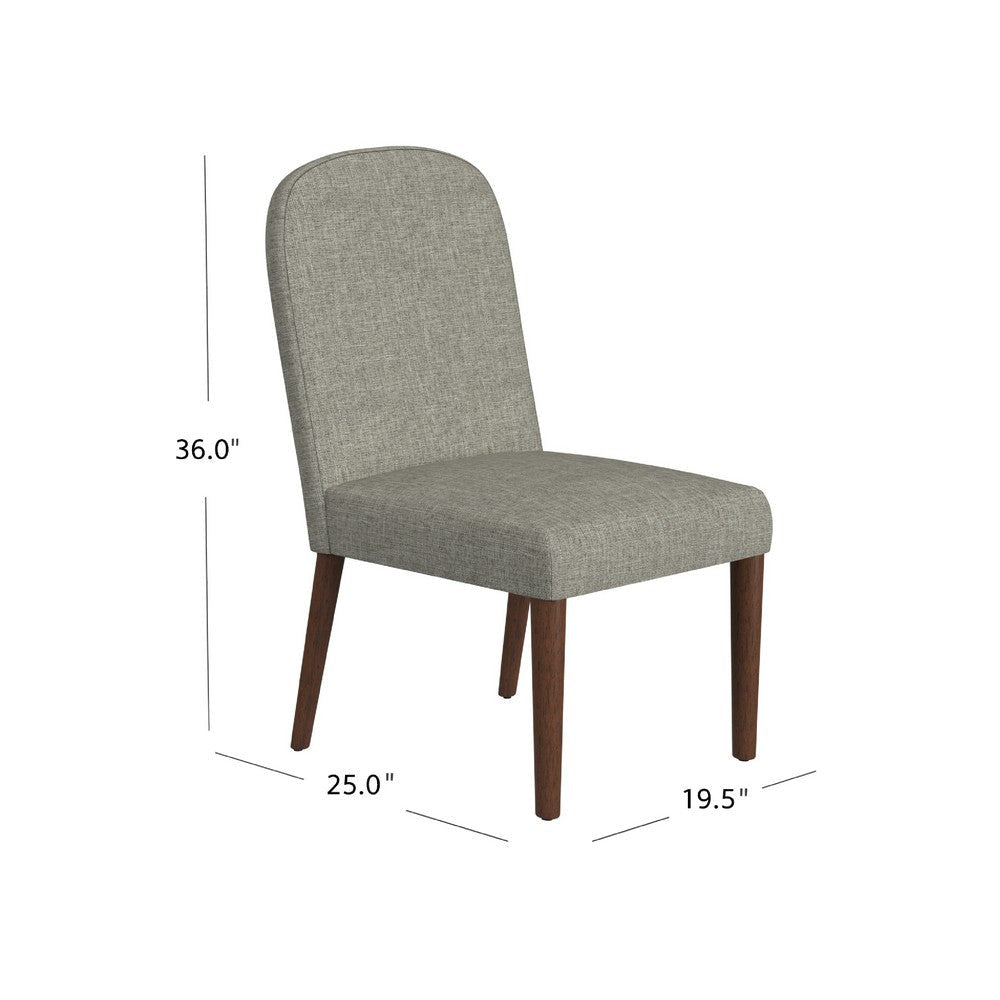 Mio Dining Chair with Rounded Back | Dark Walnut | Gray Woven Fabric