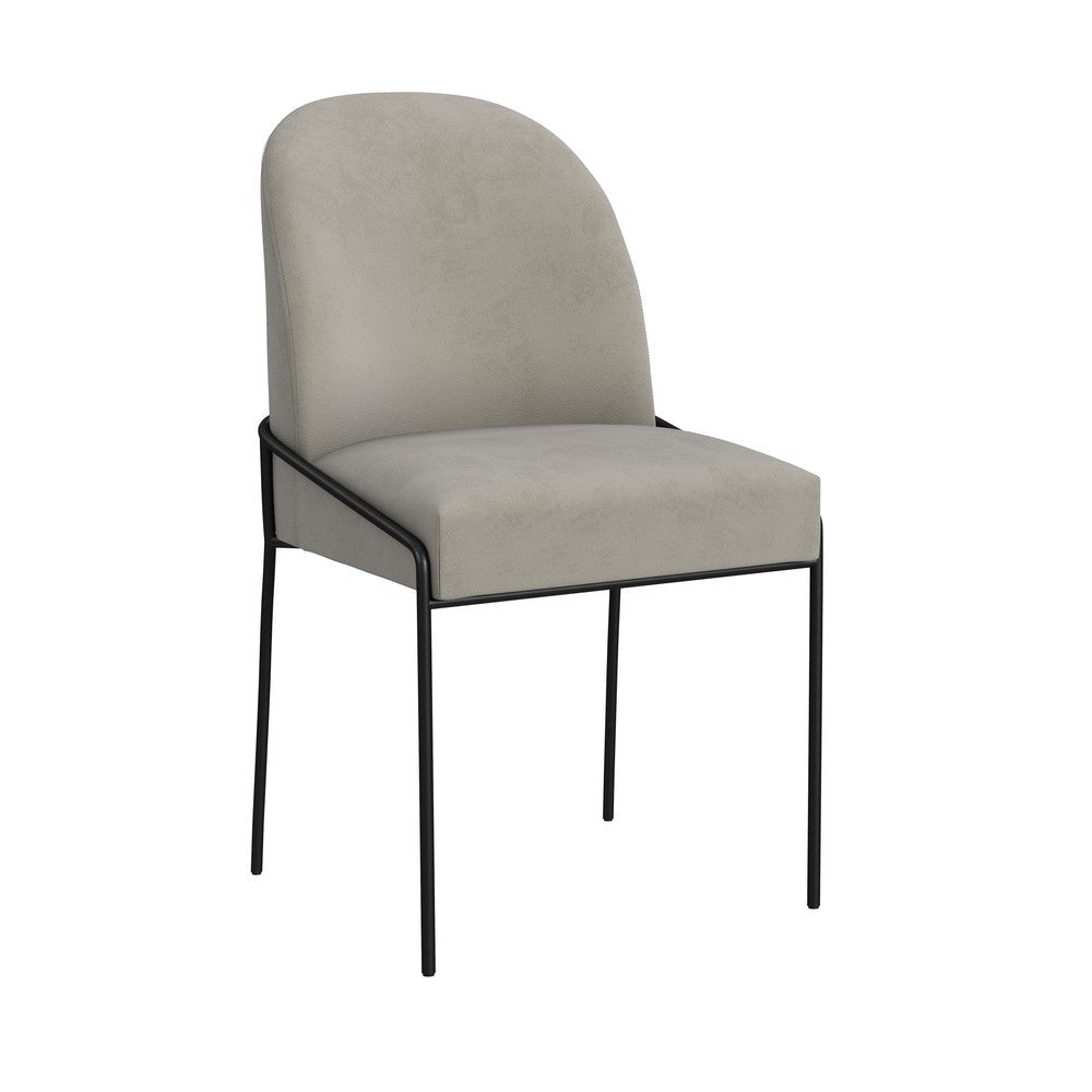 Nik Dining Chair | Curved Backrest | Matte Black Metal | Gray Velvet