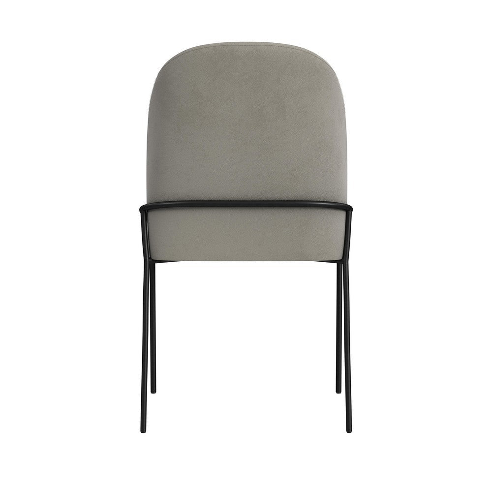 Nik Dining Chair | Curved Backrest | Matte Black Metal | Gray Velvet
