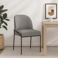 Nik Dining Chair | Curved Backrest | Matte Black Metal | Gray Velvet