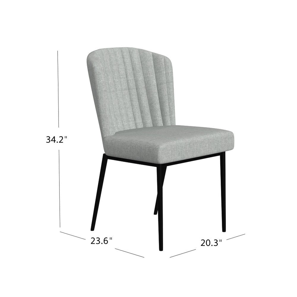 Ole Dining Chair Set of 2 | Curved Back | Gray Woven | Black Metal BM334508