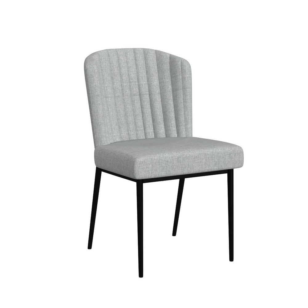 Ole Dining Chair Set of 2 | Curved Back | Gray Woven | Black Metal