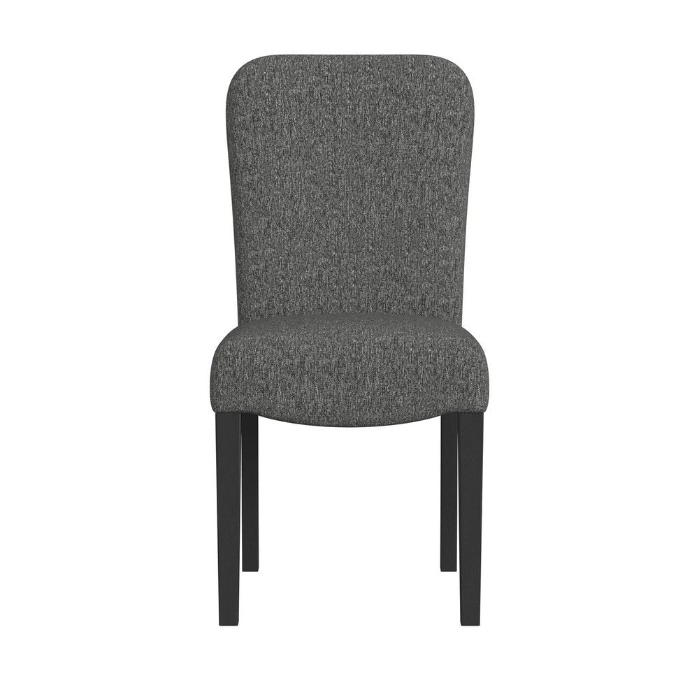 Dining Chair Set of 2 | Modern Rounded Back | Black Woven Fabric BM334509