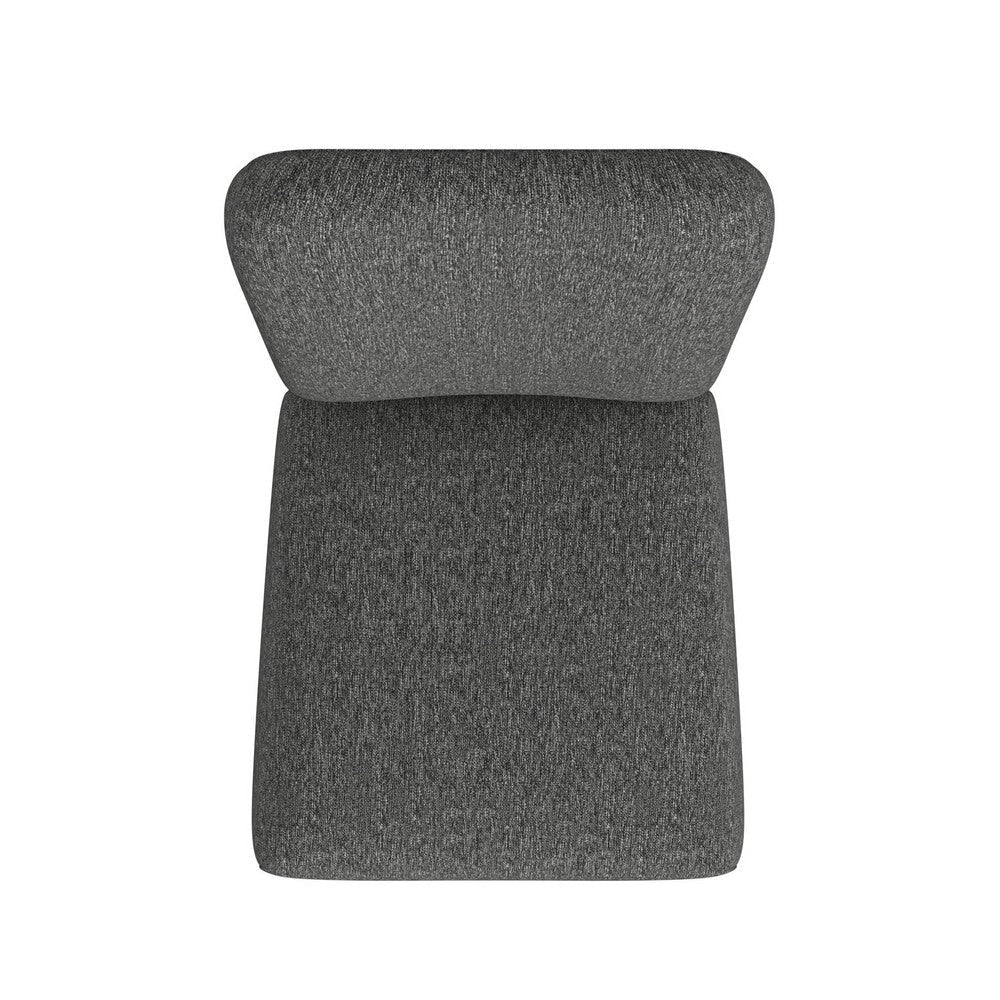 Dining Chair Set of 2 | Modern Rounded Back | Black Woven Fabric BM334509