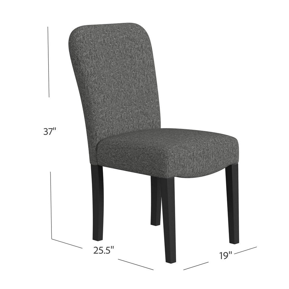 Dining Chair Set of 2 | Modern Rounded Back | Black Woven Fabric BM334509