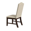 Dining Chair Set of 2 | Scalloped Back | Cherry Wood | Beige Fabric BM334510