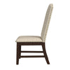 Dining Chair Set of 2 | Scalloped Back | Cherry Wood | Beige Fabric BM334510