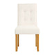 Rei Dining Chair Set of 2 | Wood Frame | Cream Linen Woven Textured