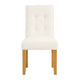 Rei Dining Chair Set of 2 | Wood Frame | Cream Linen Woven Textured
