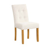 Rei Dining Chair Set of 2 | Wood Frame | Cream Linen Woven Textured