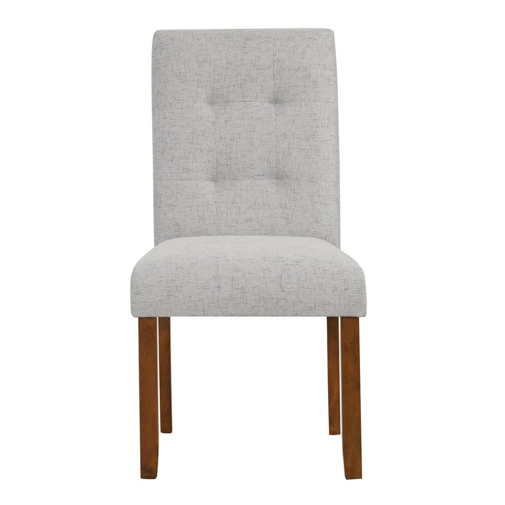 Rei Dining Chair Set of 2 | Wood Frame | Gray Textured Woven Fabric