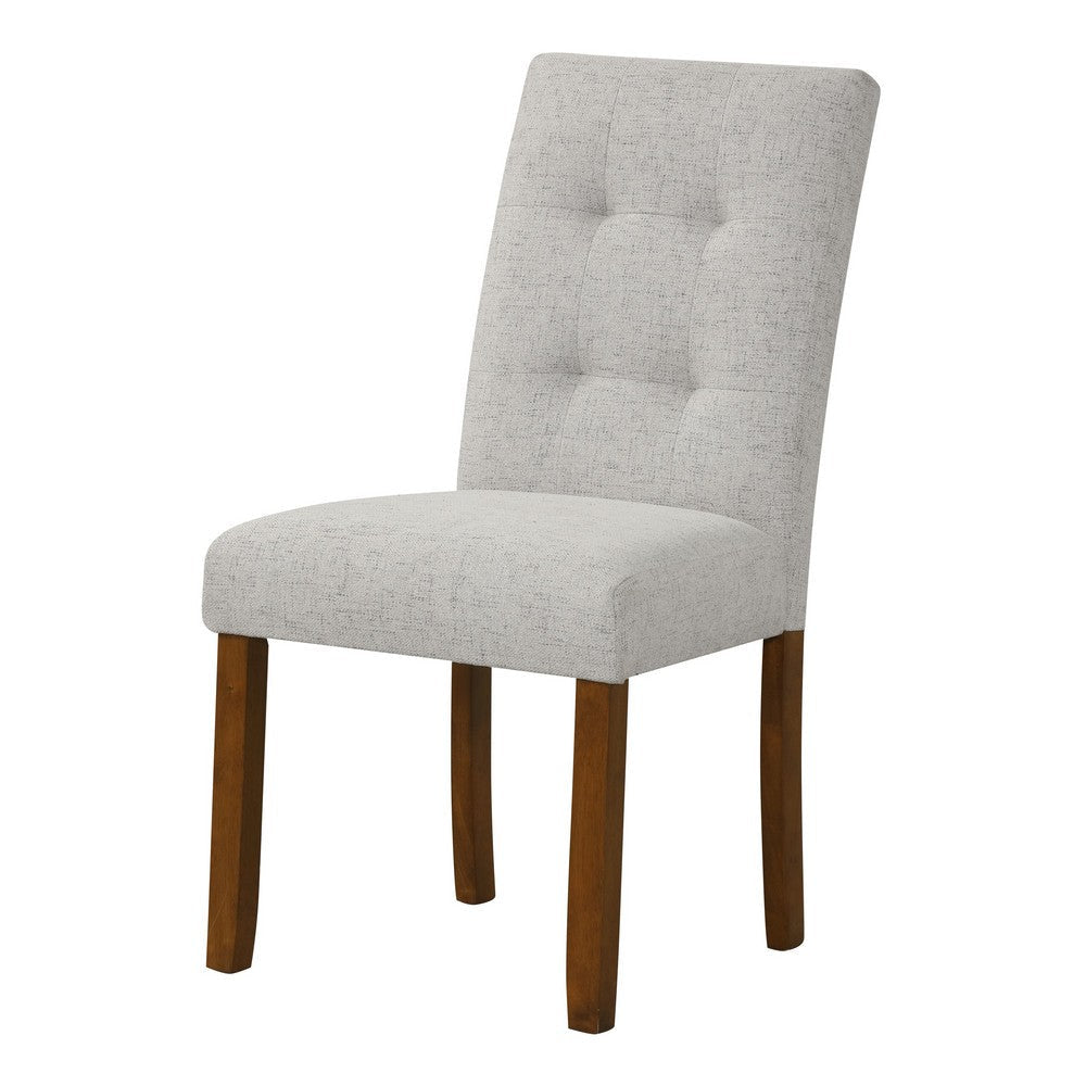 Rei Dining Chair Set of 2 | Wood Frame | Gray Textured Woven Fabric