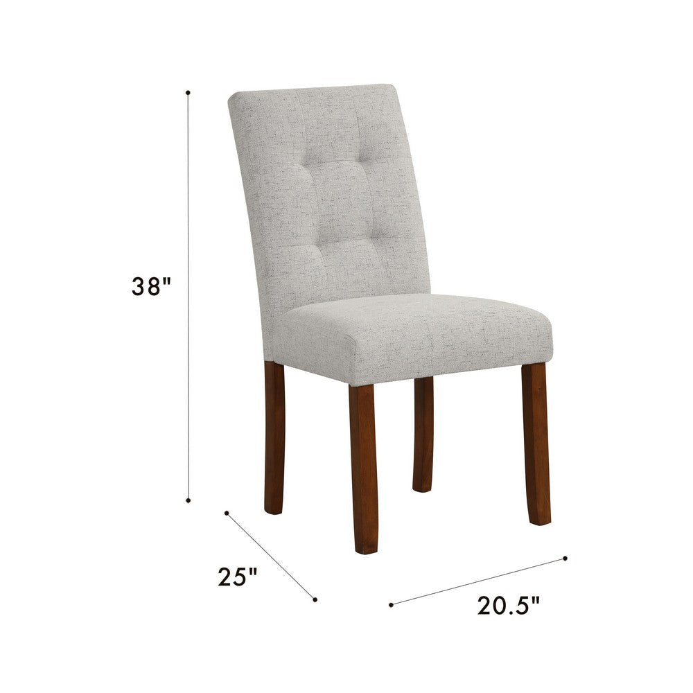 Rei Dining Chair Set of 2 | Wood Frame | Gray Textured Woven Fabric