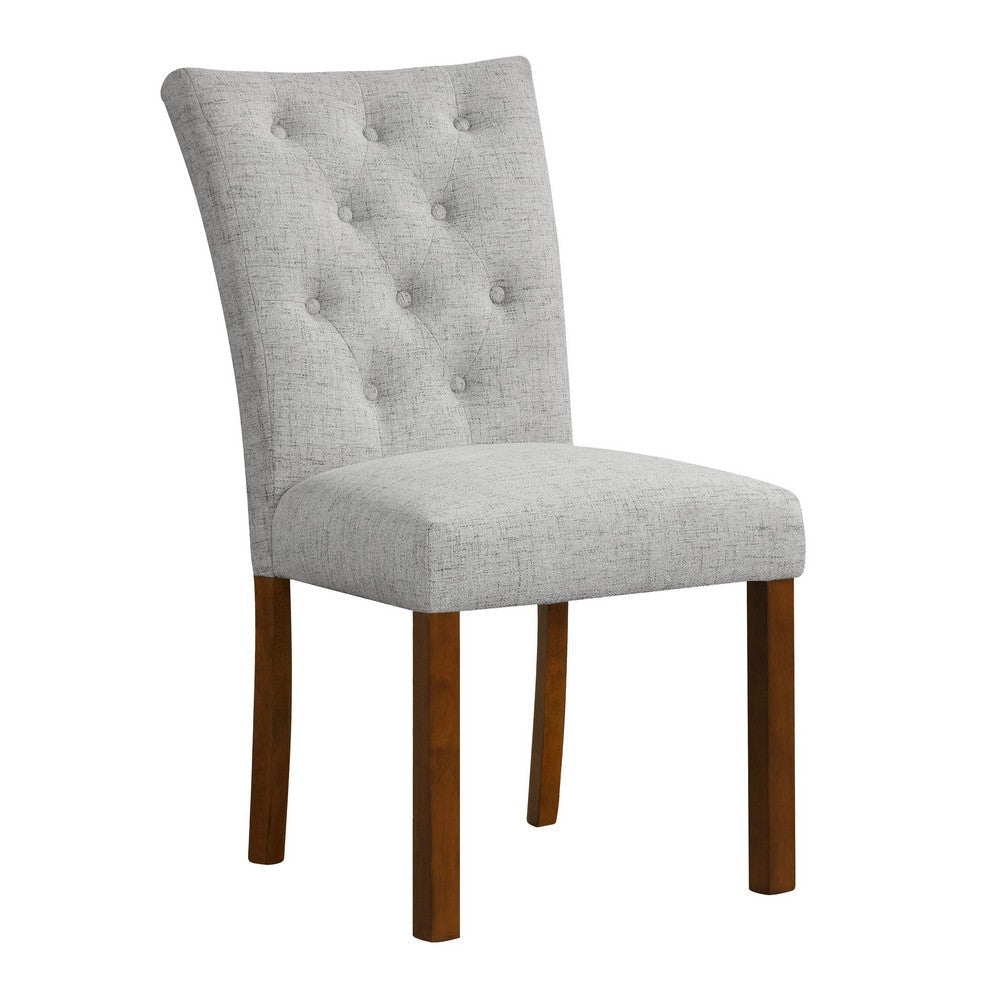 Rei Parsons Dining Chair Set of 2 | Gray Woven Button Tufted Fabric