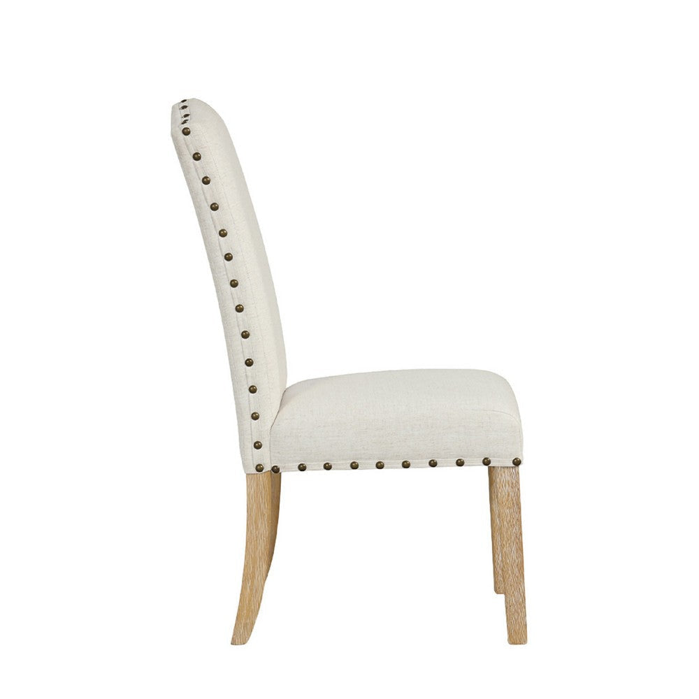 Ron Parsons Dining Chair Set of 2 | Natural Brown | Textured Cream BM334515