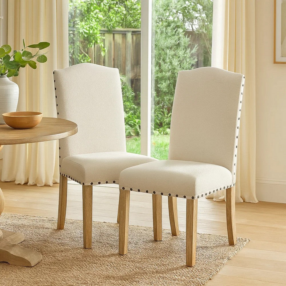 Ron Parsons Dining Chair Set of 2 | Natural Brown | Textured Cream