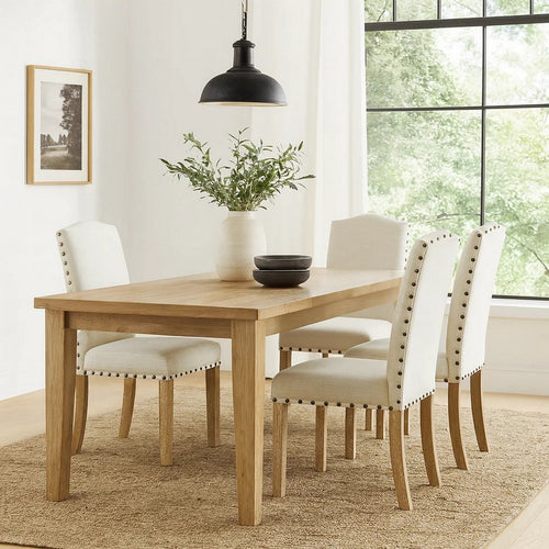 Ron Parsons Dining Chair Set of 2 | Natural Brown | Textured Cream