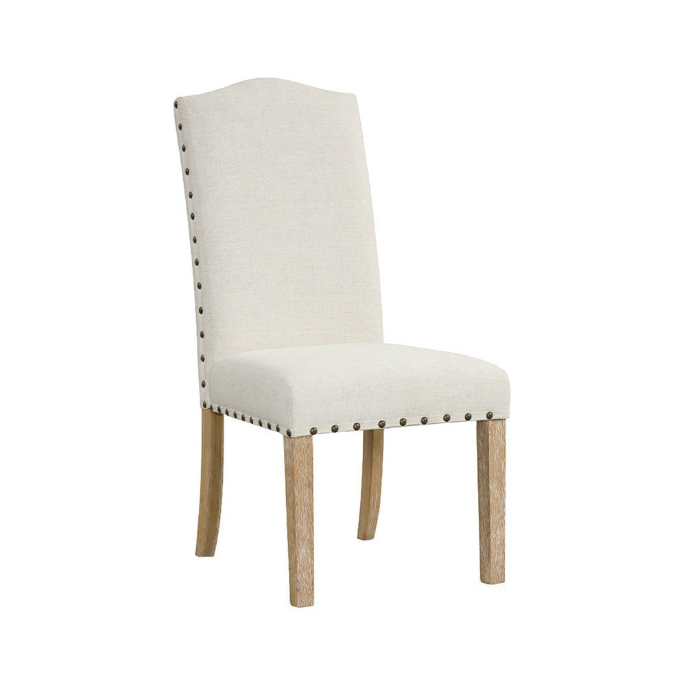 Ron Parsons Dining Chair Set of 2 | Natural Brown | Textured Cream