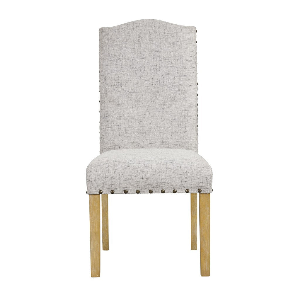 Ron Parsons Dining Chair Set of 2 | Nailhead Trim | Solid Wood | Gray