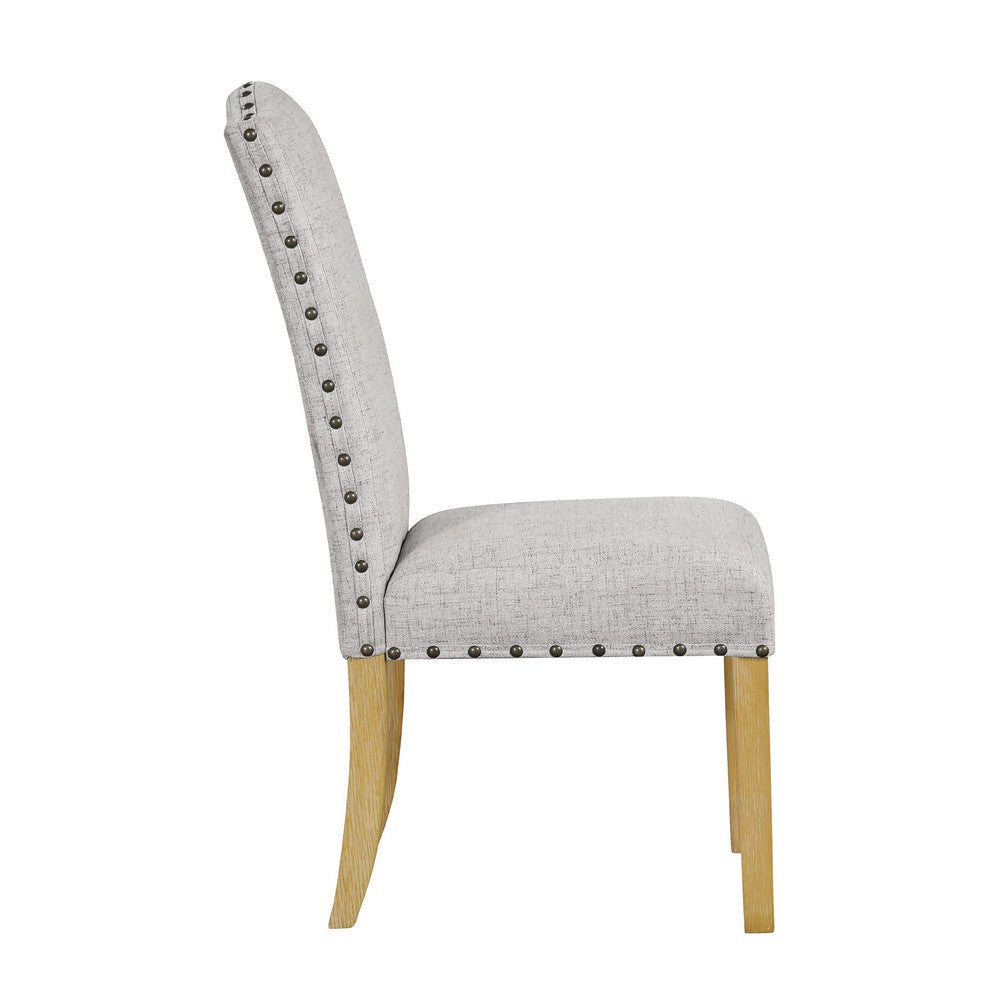 Ron Parsons Dining Chair Set of 2 | Nailhead Trim | Solid Wood | Gray